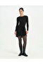 Black Ecovero ™   Viscose Crew Neck Waist Tie Long Sleeve Mini Wrap Dress - 7