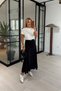 Linear Textured Black Flounce Skirt