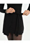 Black Ecovero ™   Viscose Crew Neck Waist Tie Long Sleeve Mini Wrap Dress - 3