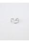 Silver Color Stone Detailed Cross Design Ring - 3