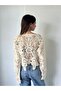 Colette Floral Motif Openwork Crochet Sweater Women's Cream - 7