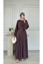 Molly Nelly Women's Parted Comfortable Belted Long Dress - 2
