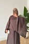 Women's Shawl Covered Detail Skirt Suit Brown - 4