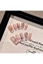 طقم أظافر صناعية فاخرة 10 قطع - تصميم عين القط الوردي اللامع مع كريستال وفراشة ثلاثية الأبعاد (قابلةلإعادة الاستخدام) - 2