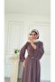 Molly Nelly Women's Parted Comfortable Belted Long Dress - 6