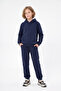 2-Piece Plain 3-Thread Winter Kangaroo Pocket Hooded Girls' Tracksuit Set - 2