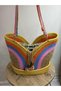 Rainbow Knitted Straw Bag Women's Shoulder Bag Colorful Handmade Bag Summer Beach Bag Daily Use Bag Bohemian Design Multi-Colored Large Women's Bag Lined Drawstring - 4