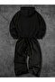 Unisex Women's and Men's Feeling Text Printed Oversize 3 Thread Hooded Hoodie and Baggy Sweatpants - 2