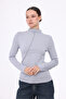 Asymmetrical Seam Detail Stand-Up Collar Long Sleeve Bluz - 2