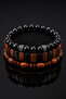 Men's 3-Piece Bracelet Set Brown Black Kuka Model Bead Bracelet Set