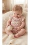 Million 1209 Baby Girl Powder Embroidered Ruffle Ribbon Waffle Jumpsuit - 2