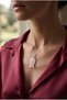 Natural Stone Steel Chain Necklace with Fish Figure - 4