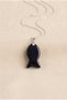 Natural Stone Steel Chain Necklace with Fish Figure - 2