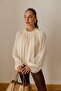 Ecru Gathered Collar Blouse - 4959