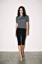 Anthracite Short-Sleeved Knitwear Blouse with Collar Accessory Detail