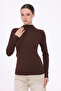 Asymmetrical Seam Detail Stand-Up Collar Long Sleeve Bluz - 5