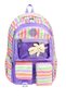 Dolcezza Original Colorful Striped Plush Teddy Bear Transparent Pocket Girls' School Backpack 42 cm - 2