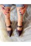Veroni̇ka Brown Patent Leather 2-Strap Short Heel Sandals - 4
