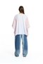 White Pink Front Printed Wide Cut Bat Sleeve T-Shirt 19022 - 4