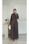 Molly Nelly Women's Parted Comfortable Belted Long Dress - 2