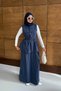 Women's Chinese Button Detail Waist Tie Vest Suit Navy Blue - 2