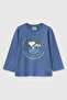 Boy's Blue Long Sleeve T-Shirt with Snoopy Print on the Front