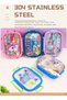 Back to School Lunch Box for Boys Girls 3 Compartment Stainless Steel Bento Box Leak-Proof Food Storage Container with Fork Spoon BPA-Free Portable Meal Box for Outdoor Camping 550ml (Cat) - 3