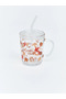 Lcw Home Mixed Flower Printed Glass with Straw 400 ml