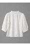 Léonie Floral Appliqué Ruffled V-Neck Shirt Women's Snow White - 6