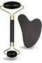 Gua Sha & Jade Roller Face Roller Premuim Quality Cooling Face Massage Tools for Anti-Aging, Puffiness, Lymphatic Drainage, Sculpting & Relaxation Skin Care Gift for Women & Men (Black) - 2