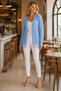 Women's Open Front Long Sleeve Tasseled Diamond Patterned Comfortable Casual Baby Blue Knitwear Cardigan - 7