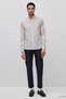 Men's Blue Cotton Blend Slim Fit Pleated Trousers with Pockets - 2