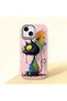 iPhone 15 Compatible Graffiti Style Black Cat Phone Case, Shockproof Silicone Case