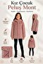 Girl's Winter Hooded Buttoned Lined Horizontal Striped Plush Coat Ak4518 - 2