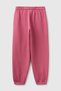 Girl's Fuchsia Logo Embroidered Drawstring Sweatpants with Pockets - 2