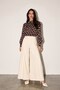 Coffee-Ecru High Neck Cuffed Blouse