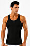 Men's Athlete Ribbed Undershirt (Tutku Authorized Seller) 6 Pieces Cotton Flexible Comfortable – Black - 3
