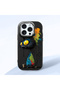 iPhone 15 Pro Compatible Graffiti Style Black Cat Phone Case, Shockproof Silicone Case