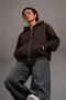Women's Oversize Zippered Hooded Three-Thread Sweatshirt Cardigan My3535 - 3