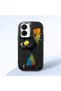 Vivo Y16/Y02S Compatible Graffiti Style Black Cat Phone Case, Shockproof Silicone Case