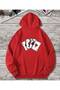 Unisex Red Hooded Sweatshirt - Oversized with Playing Cards Printed on the Back