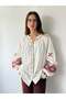 Aster Ethnic Embroidered Balloon Shirt Women's Cream - Pambe - 3