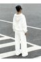 Unisex Women's and Men's Smile Printed Oversize 3 Thread Hooded Hoodie and Baggy Sweatpants - 4