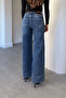 Pre-Washed Wide Leg Jeans - Dark Blue - 3