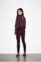 Burgundy Collar and Waist Detailed Stoned Long Sleeve Shirt - 4