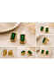 Green Stone Baguette Earrings - 2