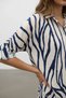 Linen Look Wide Leg Trousers Shirt Beige Navy Blue 2-Piece Set - 2