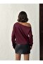 Women's Burgundy Interlock Fabric Off-The-Shoulder Blouse - 6