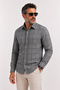 Men's 100% Cotton Checkered Shirt Long Sleeve Relaxed Fit Classic Shirt