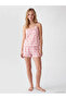 Lcw Pink Bow Patterned Rope Strap Women's Shorts Pajama Set - 2